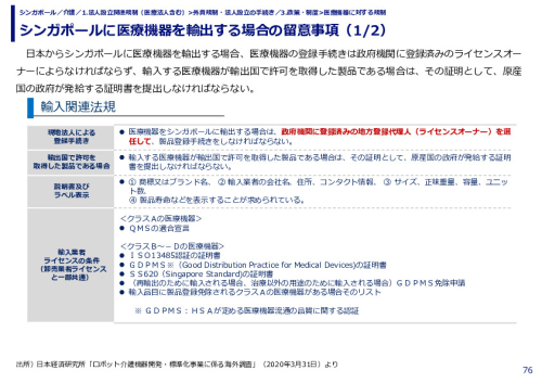 シンガポールに医療機器を輸出する場合の留意事項